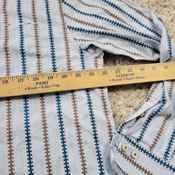 Tommy Bahama Shirt Mens Large Blue Stripe Geometric Button Up Long Sleeve - Picture 4 of 7